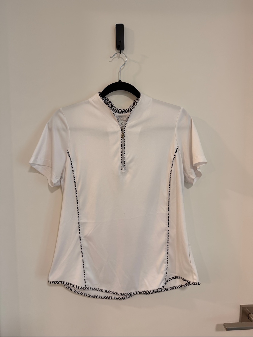 Greg Norman Collection White Short-Sleeve Performance Polo with Black Trim